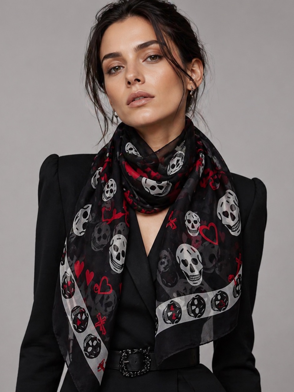 Gorgeous Alexander McQueen logo chiffon silk scarf - Picture 3 of 13